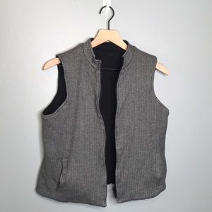 Talbots Gray Herringbone Full Zipper Reversible Vest Size 10